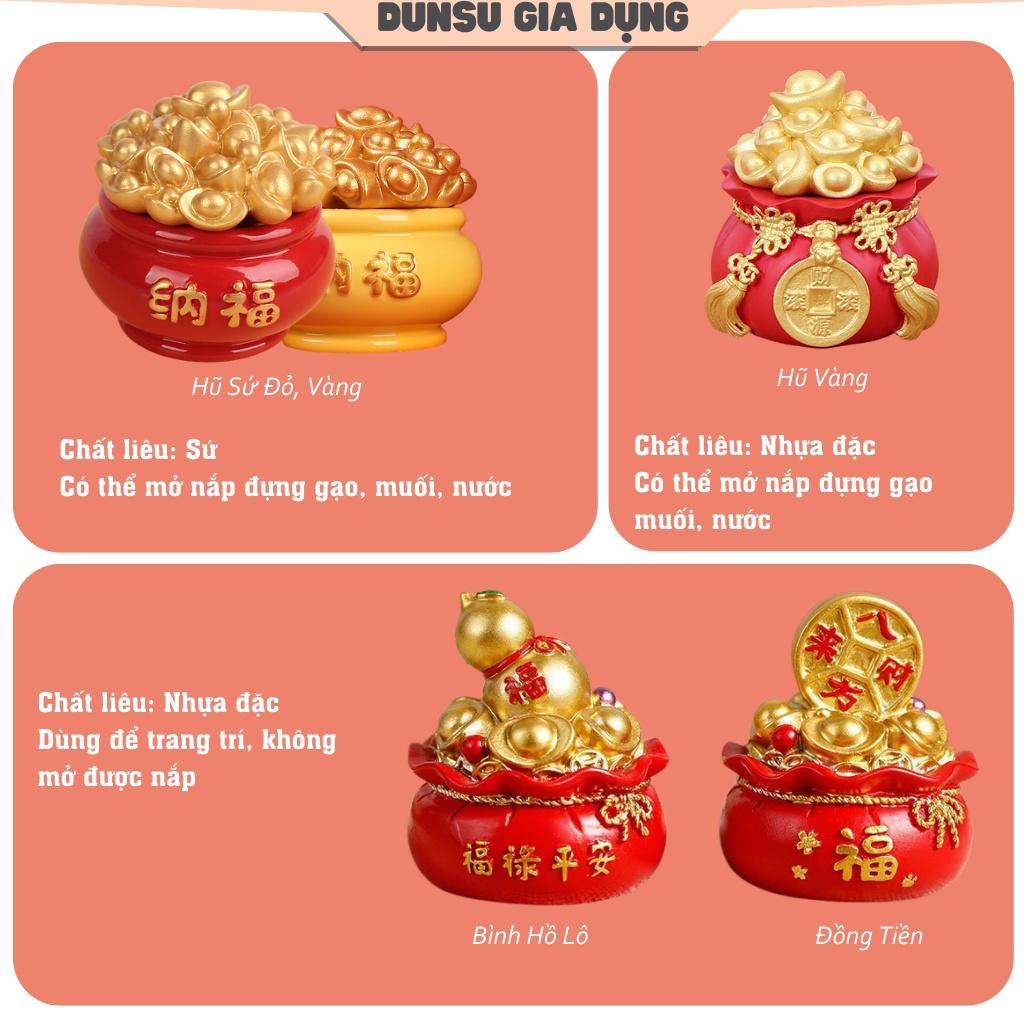 Hũ đựng muối gạo tài lộc, túi thần tài may mắn để ban thờ trang trí nhà cửa, chum vàng chiêu thần tài
