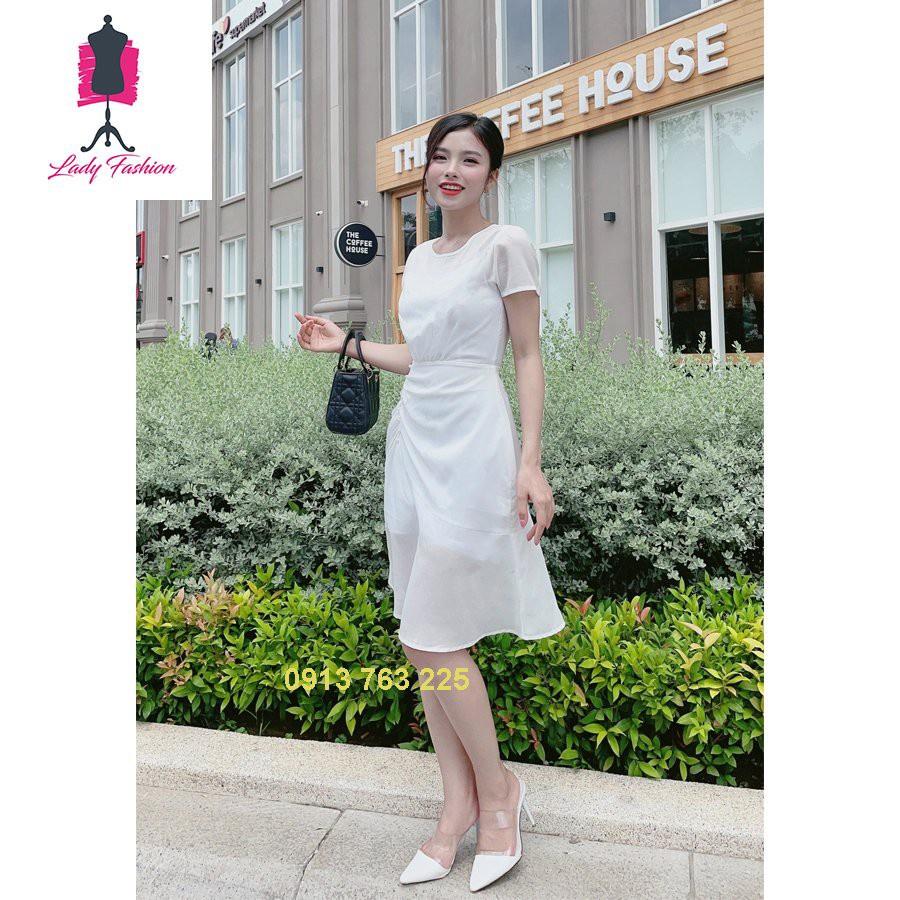 Đầm Váy Nữ Ôm Xếp Ly Eo Phối Chuỗi Ngọc Dáng Xinh - QA00127