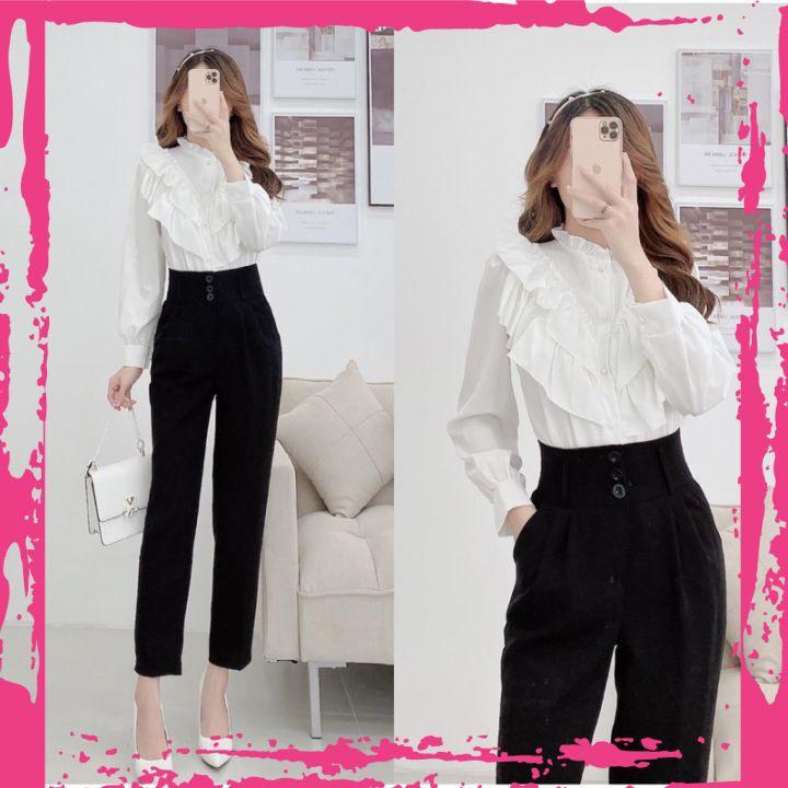 Quần baggy nữ cạp to 3 khuy công sở siêu Hot