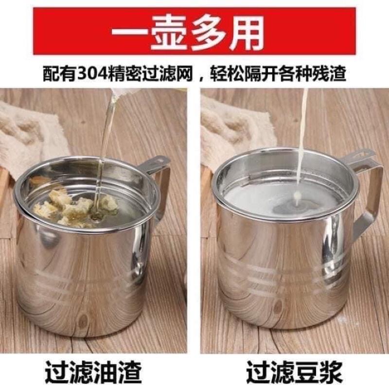 Bình Lọc Đựng Dầu Ăn Có Lưới Lọc Xả Bỏ Cặn Inox 304 Ca Hũ Lọc Đựng Dầu Chiên Lọc Cặn Dung Tích 1.2l Ca Lọc Cặn Dầu Ăn