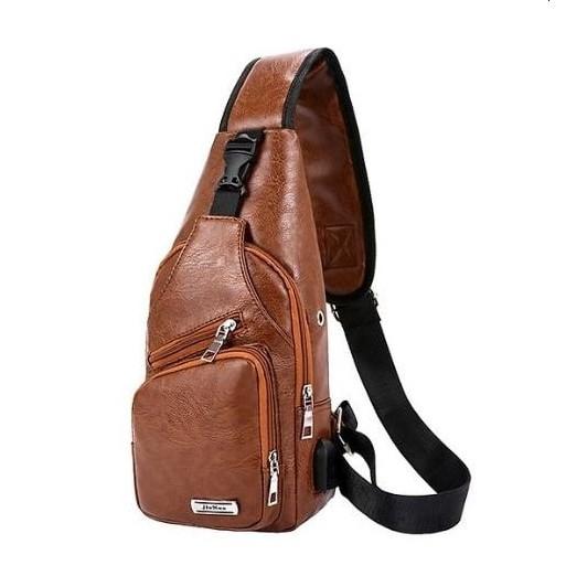 Túi Đeo Chéo Nam Trước Ngực Da PU Cao Cấp Chống Nước Phong Cách Thể Thao Thời Trang Hàn Quốc