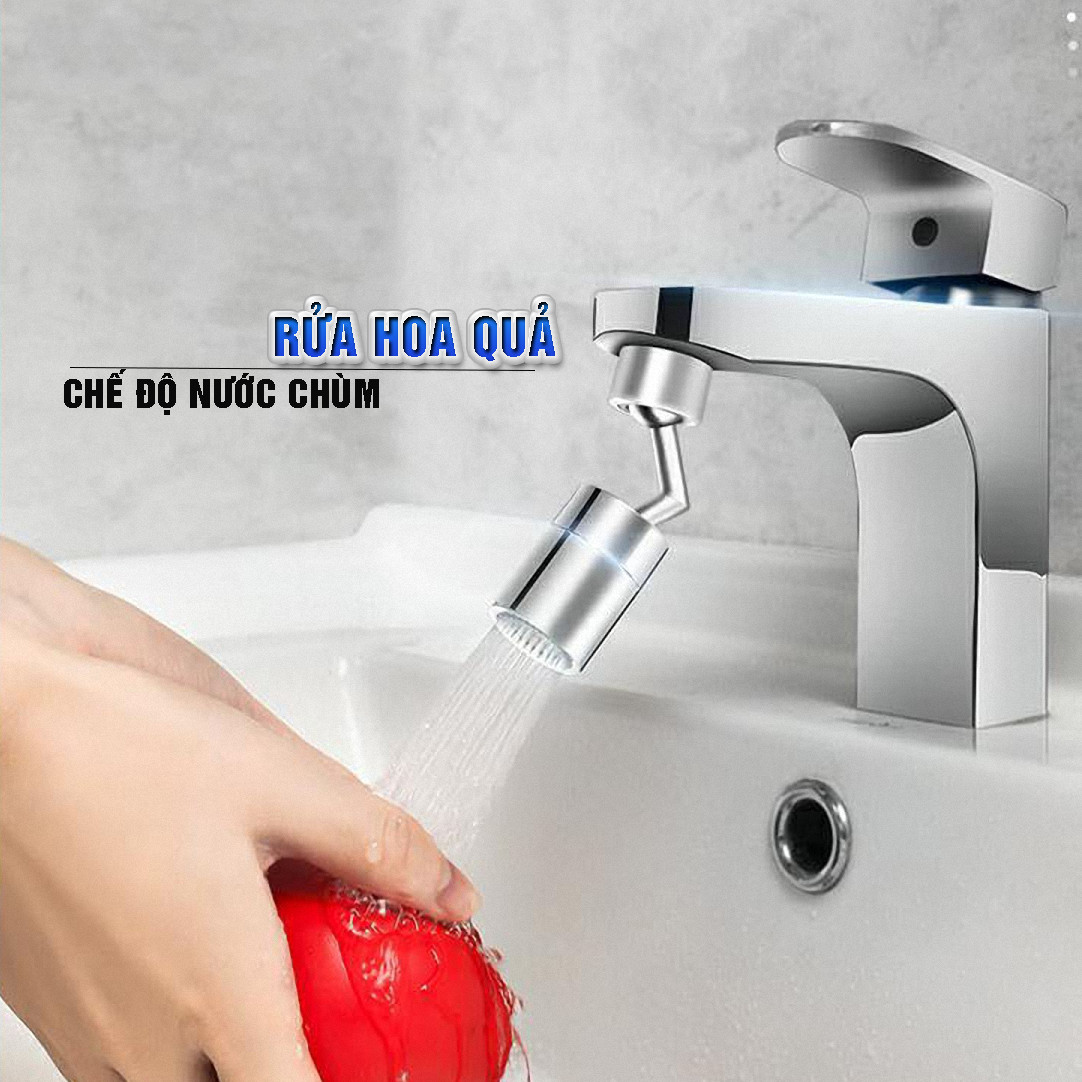 Phụ kiện đầu chuyển gắn vòi nước rửa mặt, vòi lavabo, vòi rửa bát 2 chế độ điều chỉnh nước Sen và dòng, tăng áp, xoay 360 độ, 720 độ, tiết kiệm nước, chất liệu đồng thau mạ 9 lớp – Dan House 3011