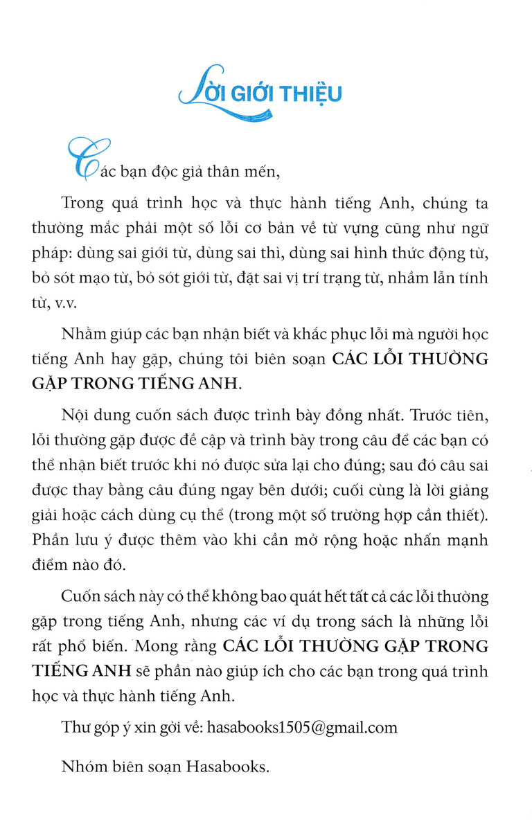 Các Lỗi Thường Gặp Trong Tiếng Anh - Common Mistakes In English - HASA