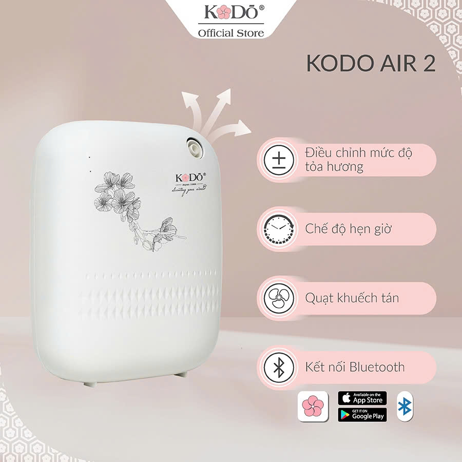 Máy Khuếch Tán Tinh Dầu KODO Air2 Không Gian Dưới 160m2 (bình dầu máy 400ml), không pha nước, app điều khiển