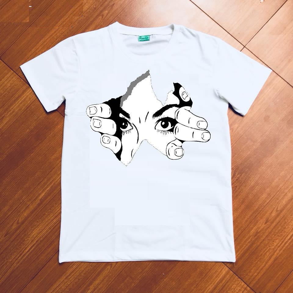 Áo thun nữ in hình xé áo cá tính