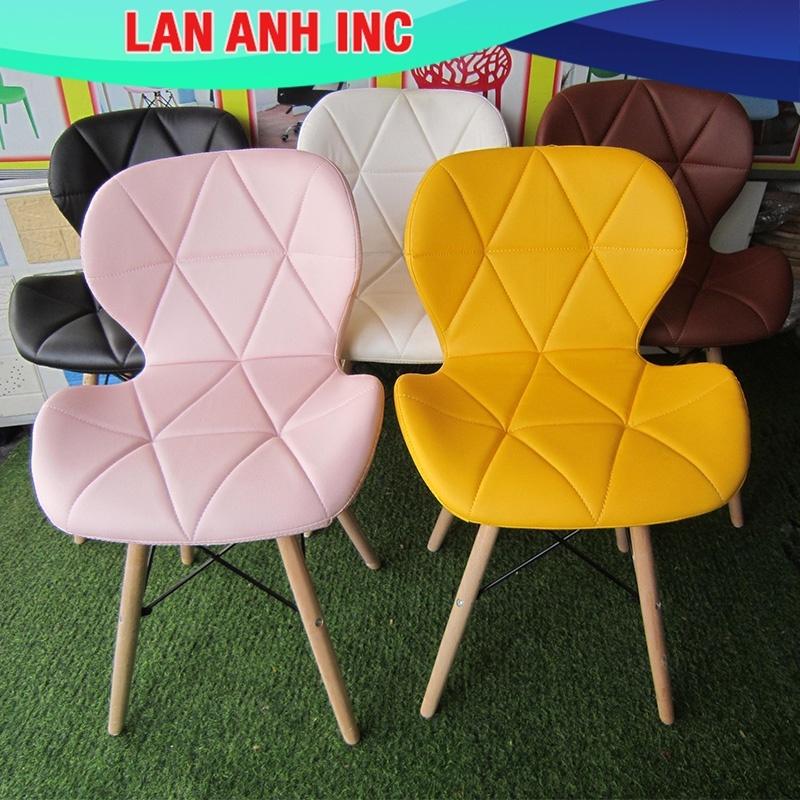 Ghế bàn ăn làm việc trang điểm eames cánh bướm bọc da chân gỗ lưng cao đẹp hiện đại LAG129