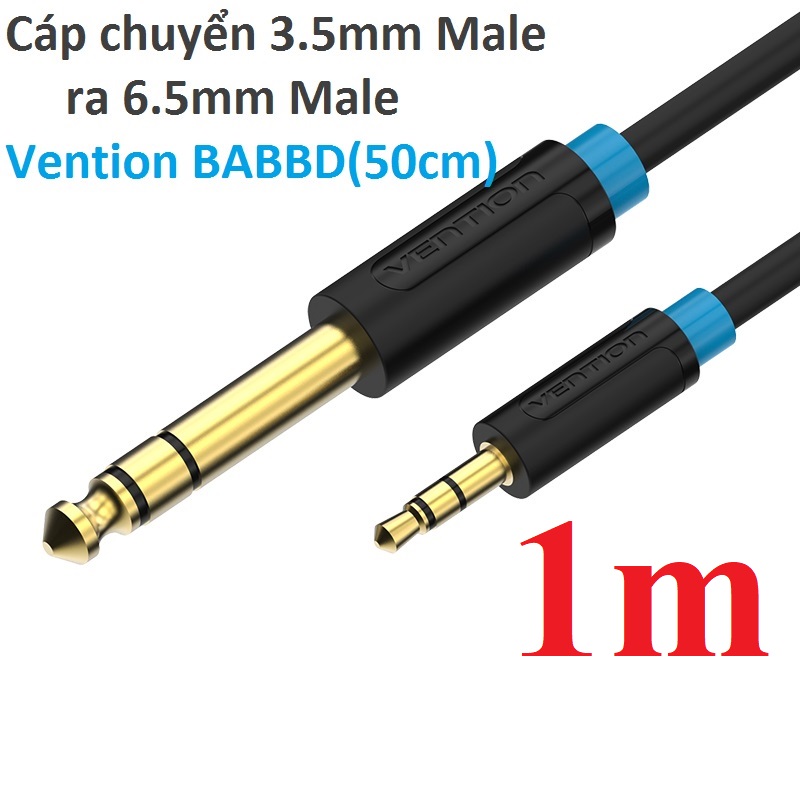 [ 3.5mm ra 6.5mm] Cáp chuyển  3.5 Male ra 6.5 Male Vention model BABBD - Hàng chính hãng