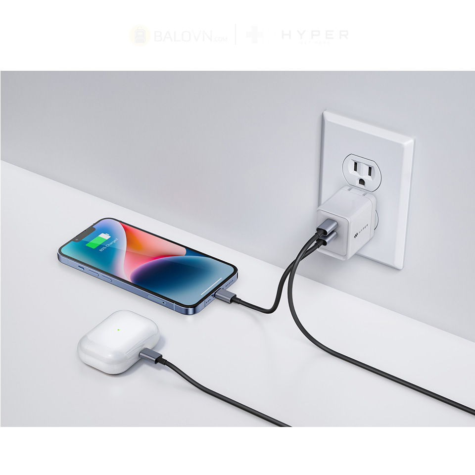 Sạc Nhanh cho Iphone 14/13/12 Hyper Gan II DUAL USB-C PPS 33W / PD 35W HJG35NA - Hàng chính hãng