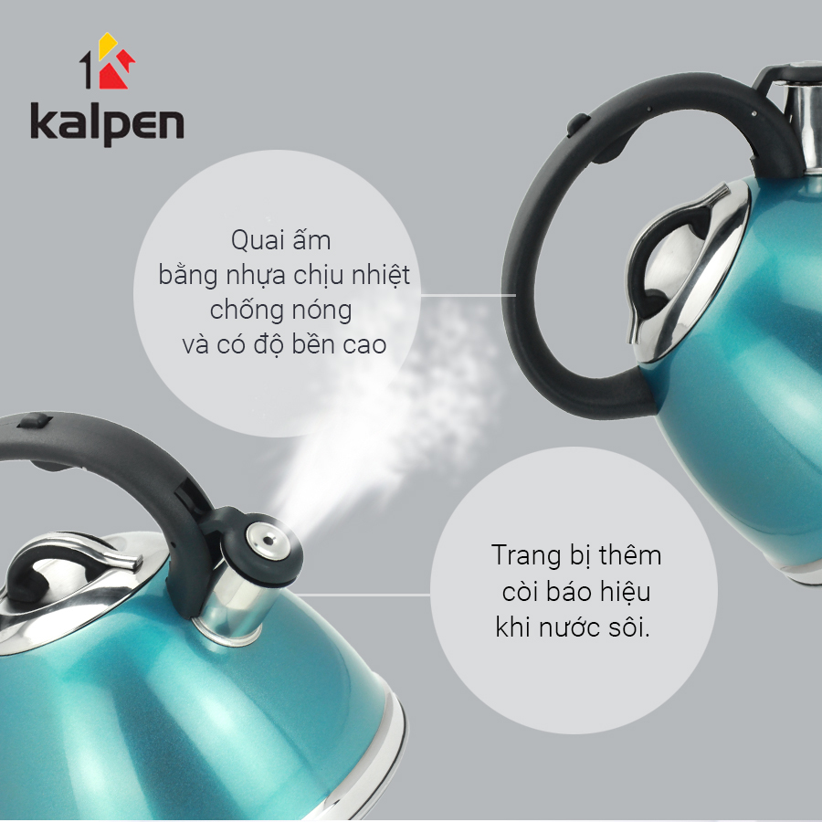 Ấm đun nước Inox 304 cao cấp Kalpen KK03 dung tích 3L dùng bếp từ chuẩn Đức - Hàng chính hãng