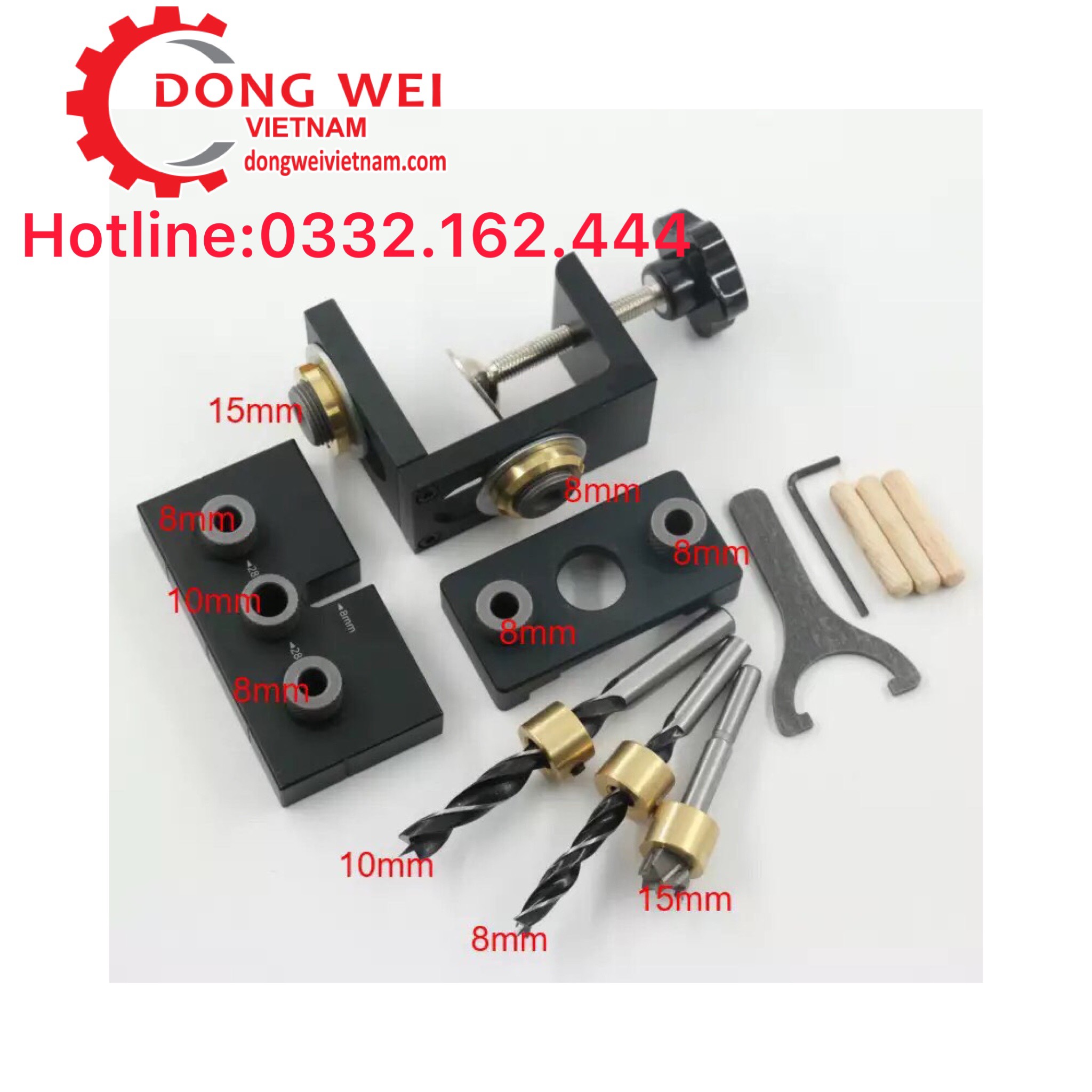 Cữ Khoan Ốc Cam Kết hợp Khoan Chốt Gỗ