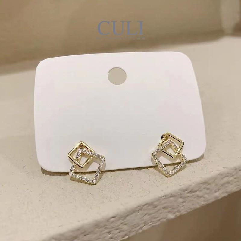 Khuyên tai hình thoi đôi kết đá thời trang HT601 - Culi accessories