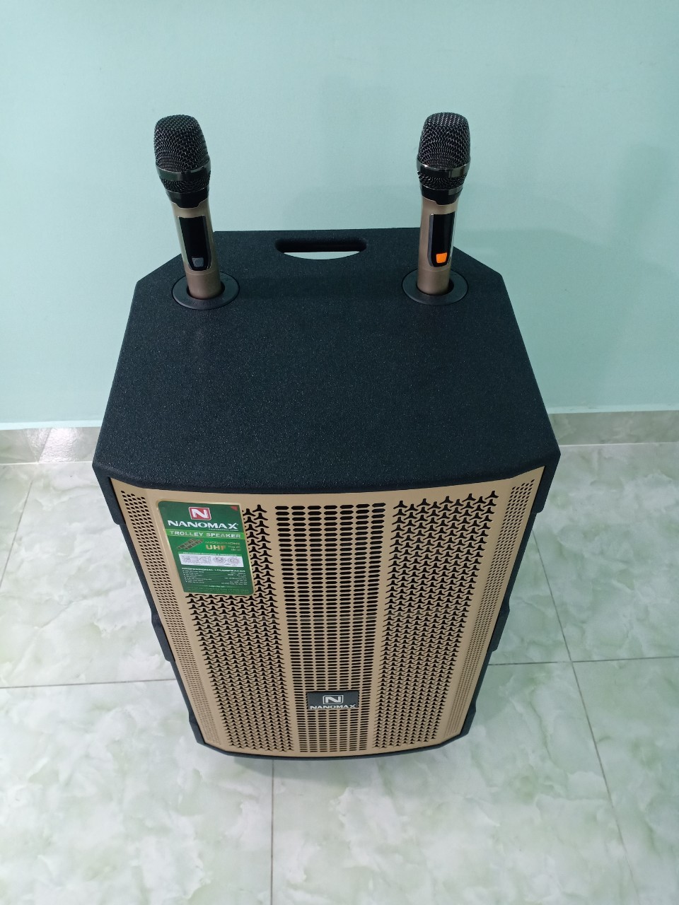 Loa Kéo Karaoke Nanomax Bluetooth KS-12F3 2021 Bass 30 Tặng 2 Mic Đọc Được Usb Thẻ Nhớ Công Suất 450w Có Bánh Xe Cao cấp Hàng Chính Hãng