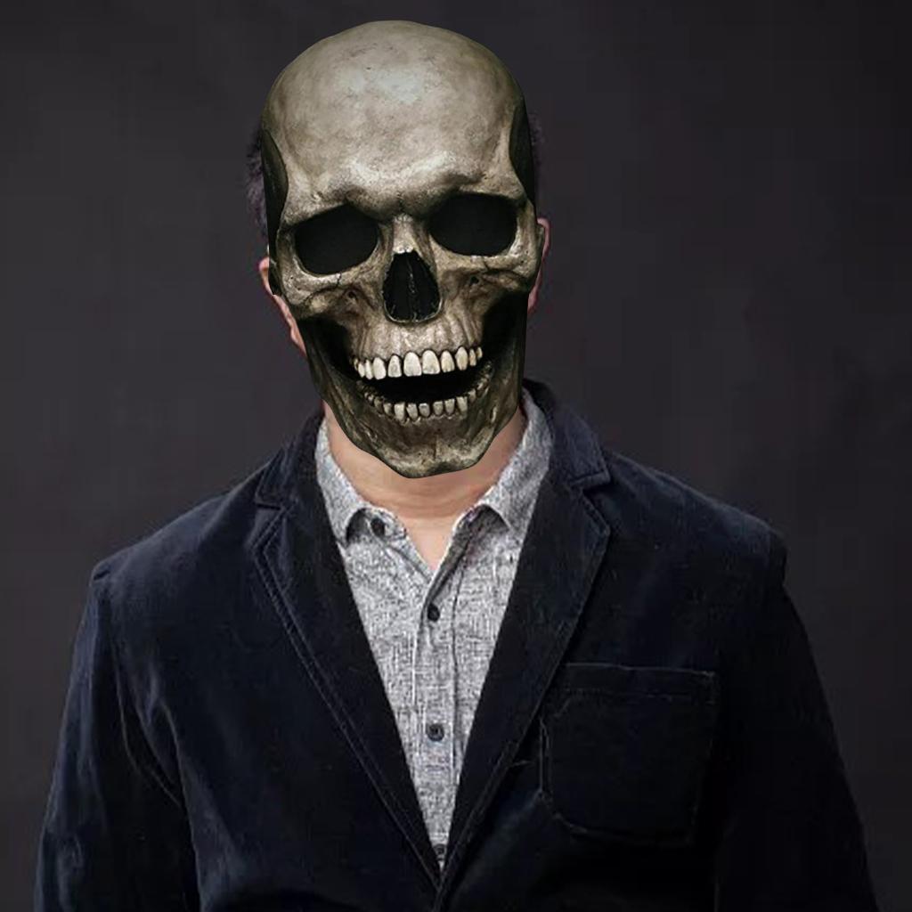 Full Head Skull  With Movable Jaw Halloween Latex Headgear