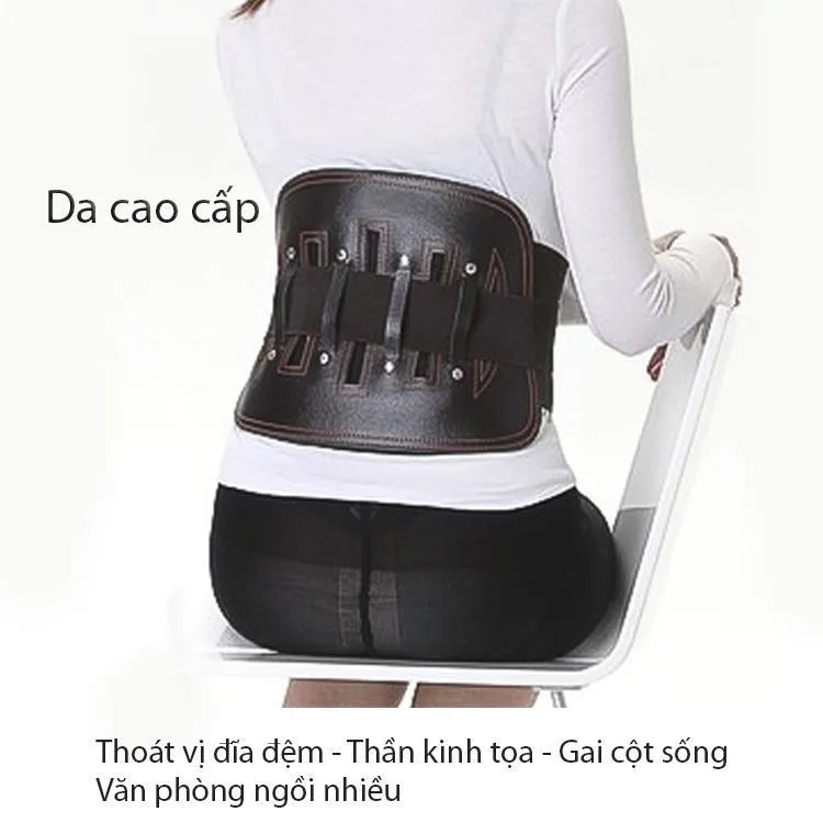Đai lưng da PU và thun hỗ trợ cột sống, thoát vị đĩa đệm, thoái hóa cột sống, cho người ngồi nhiều, nhân viên văn phòng - HENRYSA
