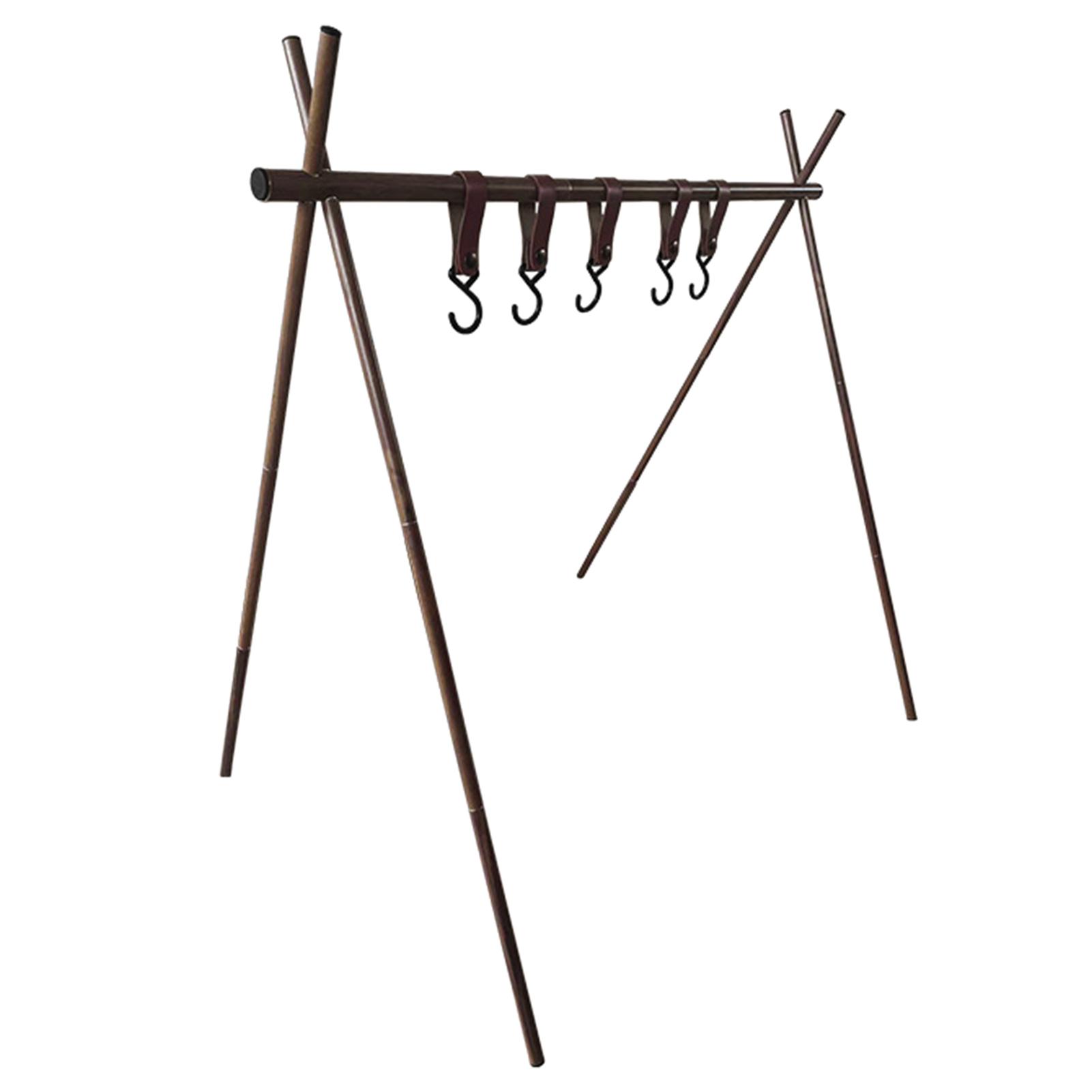 Collapsible Camping Hanging Rack Portable Cookware Hanger Stand Rack Storage Organizer with Hooks for BBQ and Picnics