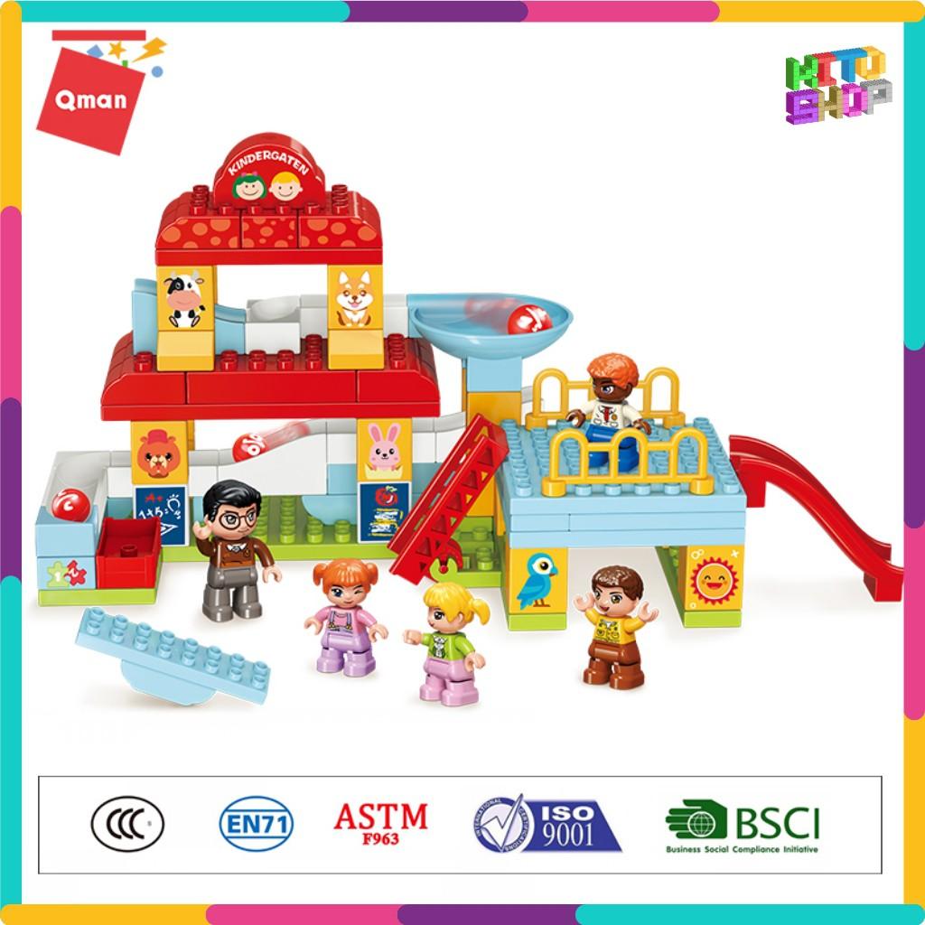 Bộ Đồ Chơi Xếp Hình Thông Minh Qman 5104 Nhà Trẻ Vui Vẻ Cho Trẻ Từ 3 Tuổi 92 Mảnh Ghép