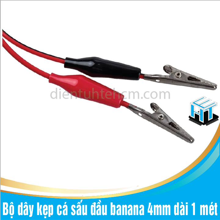 Bộ dây kẹp cá sấu đầu banana 4mm dài 1 mét