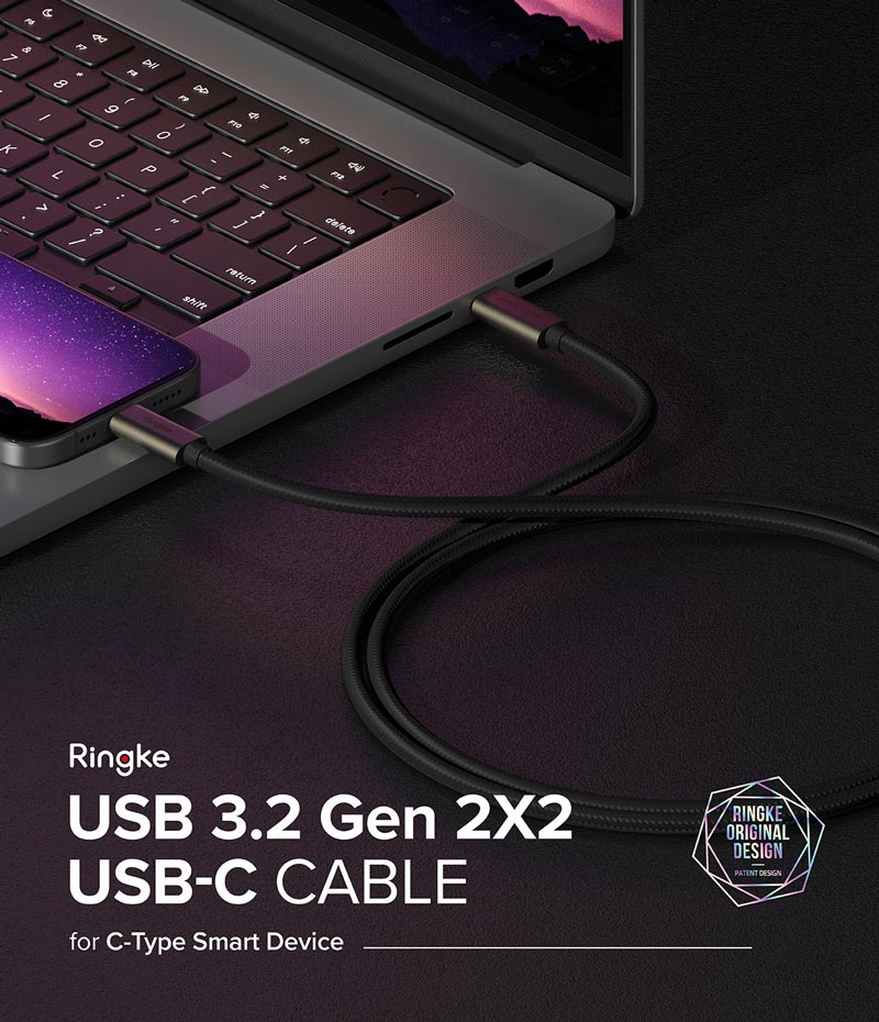 Cáp sạc nhanh 240W cho điện thoại/laptop/tablet RINGKE USB-3.2 Gen 2X2 USB-C Cable - Hàng Chính Hãng