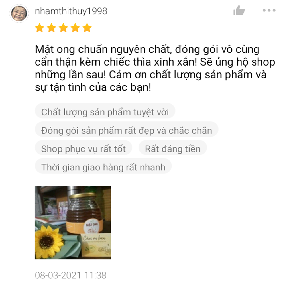 Mật ong rừng nhãn nguyên chất, tự nhiên không pha, không đóng đường, không pha tạp HNT NATURAL PRODUCT MO900G