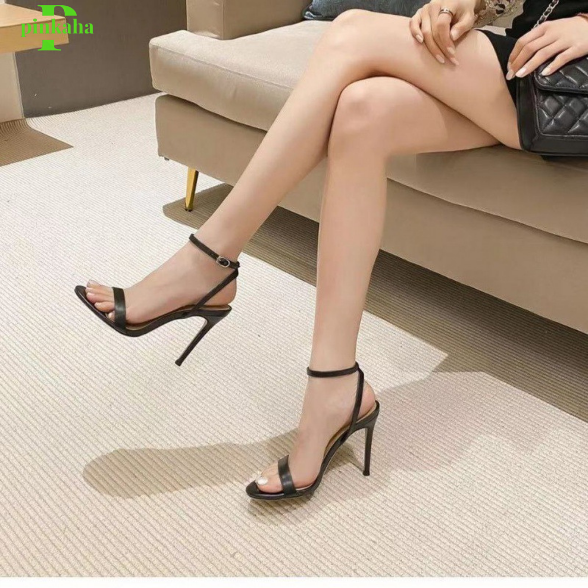 Giày Sandal Nữ PINKAHA GH4 Mũi Tròn Cao Gót 9p Quai Mảnh Gót Nhọn Quai Ngang Hàng Cao Cấp Đi Chơi Đi Làm Đi Tiệc