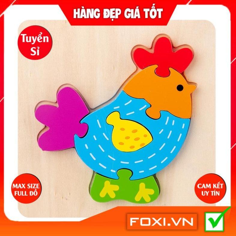 Đồ chơi lắp ghép bằng gỗ-tranh ghép hình nổi 3D Foxi-trò chơi sáng tạo-nhiều hình đa dạng-màu sắc ngộ nghĩnh-đáng yêu