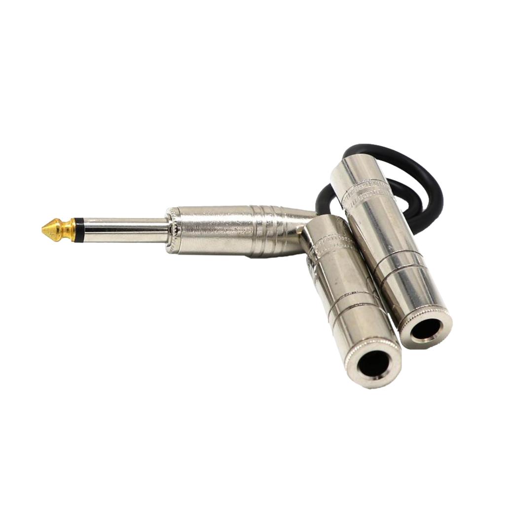 1/4'' 6.35mm Mono Plug / Male to Dual 1/4'' 6.35mm Jack /Female Splitter Adapter Cable Converter 0.2m
