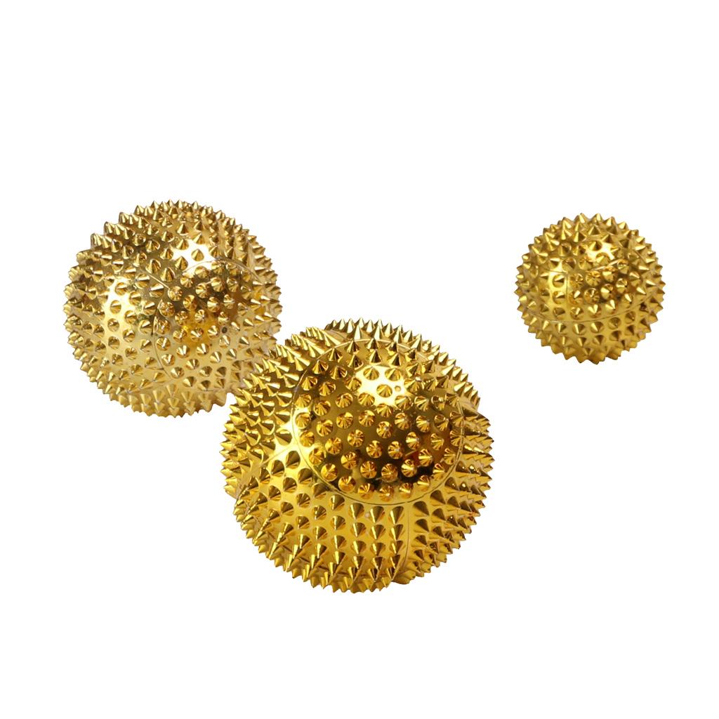 3pcs Palms Foot Massage Tool Body Acupressure Spiky Plantar Fasciitis Massage Balls 3.2 cm + 4.5 cm + 5.6 cm Gold / Sliver