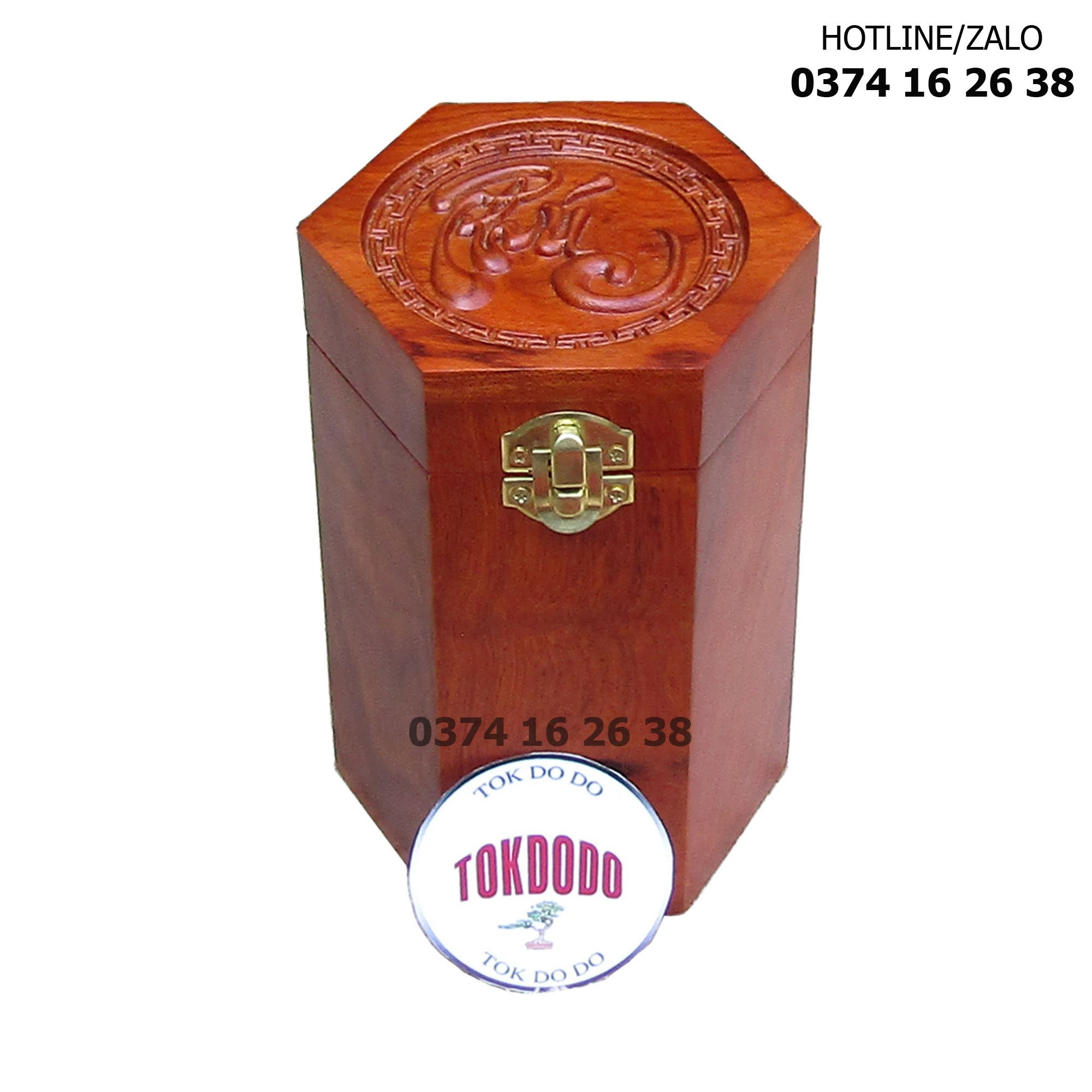 Hộp đựng trà gỗ hương chữ phúc cao cấp