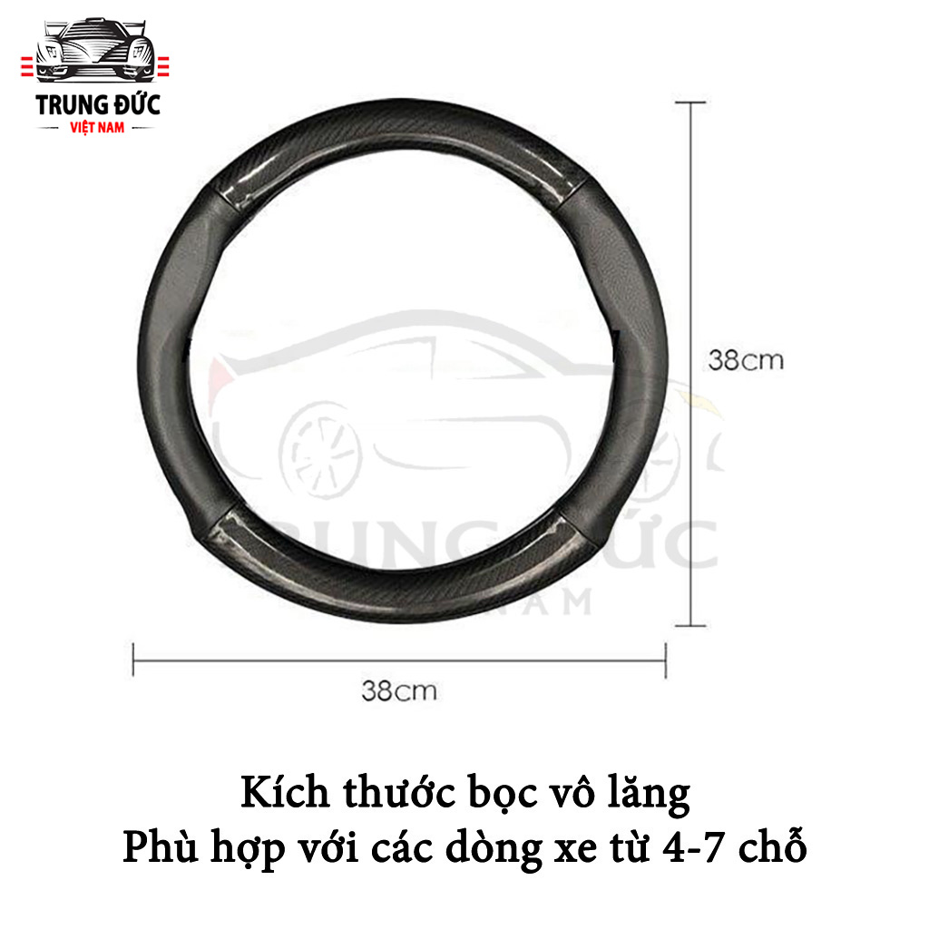 Bao Da Vọc Vô Lăng Cacbon TRUNGDUCVN BDVL-CB size 38cm Bảo Vệ Tay Lái Khỏi Những Vết Trầy Xước - Hàng Chính Hãng