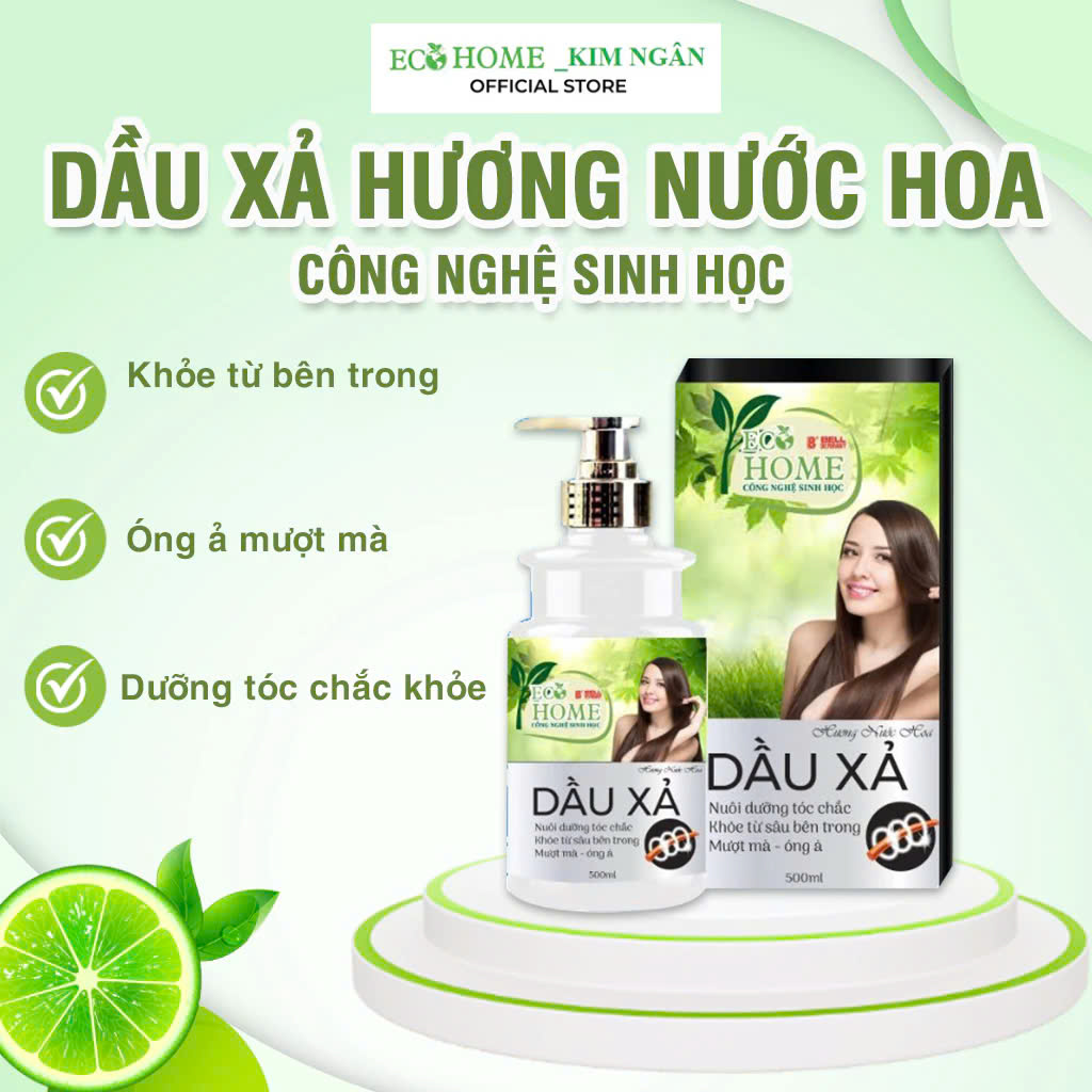 Dầu Xả ECOHOME Kim Ngân Hương Nước Hoa Công Nghệ Sinh Học, Nuôi Dưỡng Tóc Chắc Khỏe Bên Trong 500ml