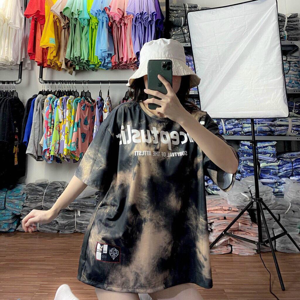 Áo thun nam nữ loang màu phản quang độc lạ vải cotton dày dặn mềm mịn thấm hút mồ hôi tốt thích hợp mặc áo lớp áo nhóm