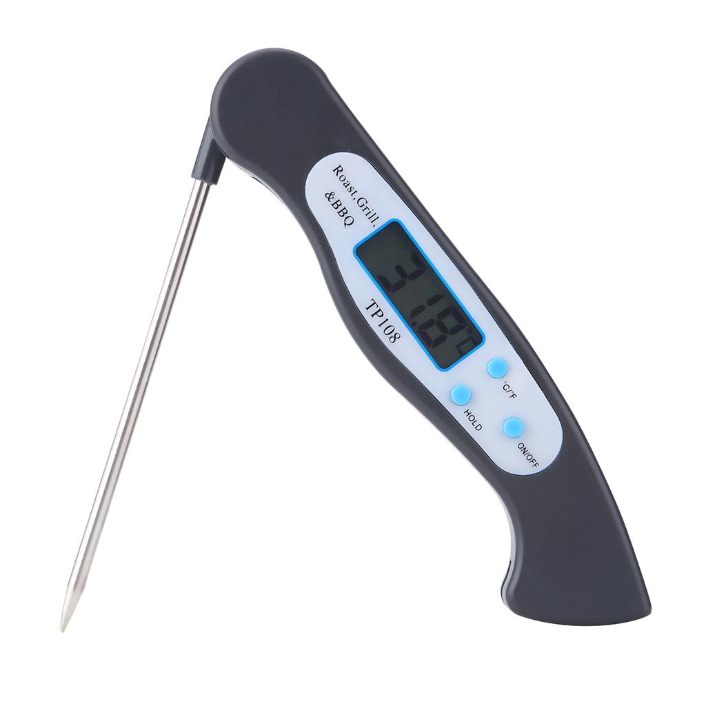 2 Pieces LCD Digital Kitchen Cooking Meat Thermometer Black Foldable
