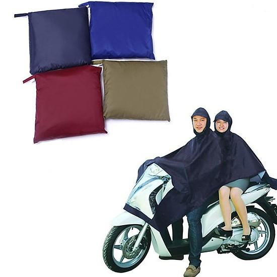 Áo mưa vải dù 2 người loại dày, Vải dù siêu bền, siêu nhẹ có kính đèn