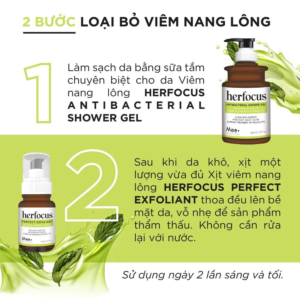 Viêm Nang Lông, Viêm Lỗ Chân Lông Herfocus Mee Natural - Xịt Viêm Nang Lông 2% BHA 100ml