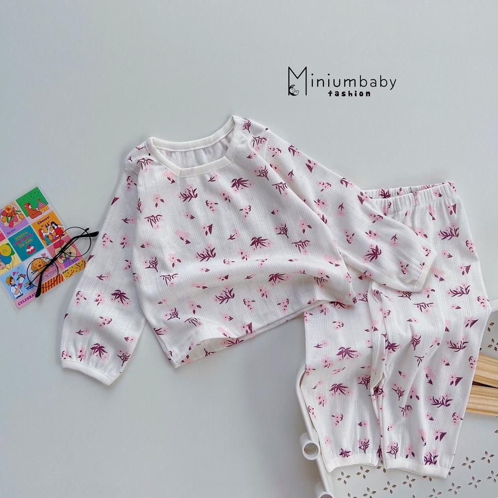 Bộ cotton cổ vuông hoa nhí cho bé gái Minium, mẫu cổ 3 phân trẻ em-SB1063