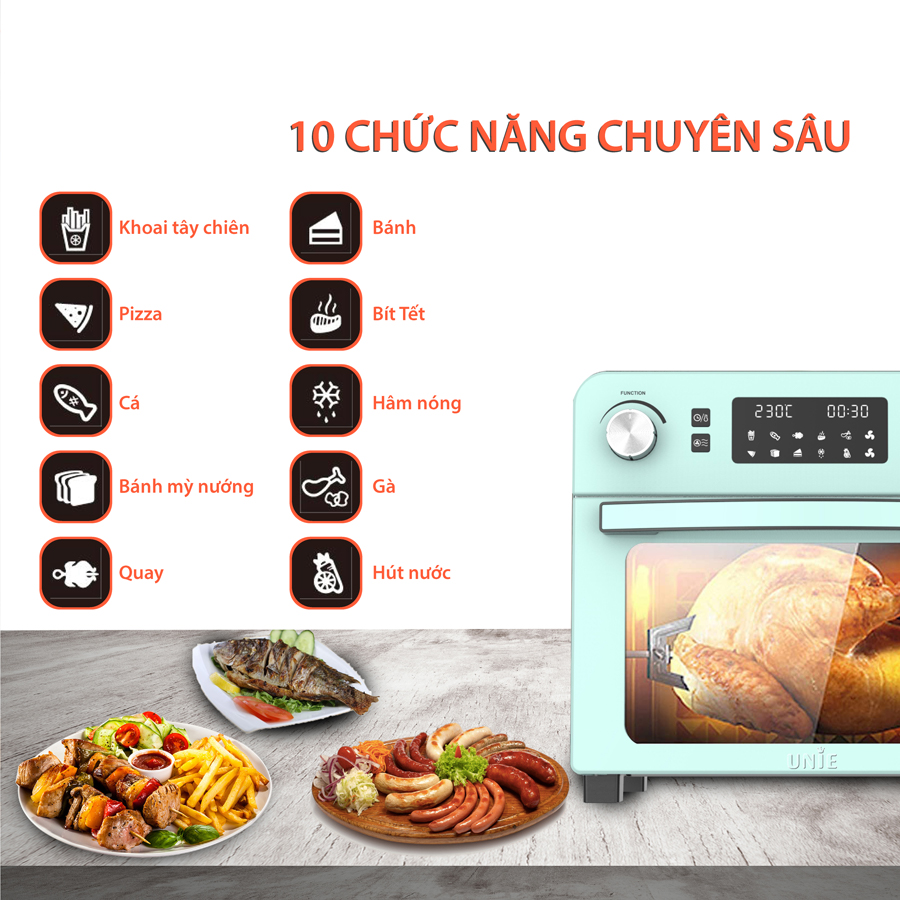 Lò nướng kiêm nồi chiên không dầu Unie Q36 - Hàng chính hãng