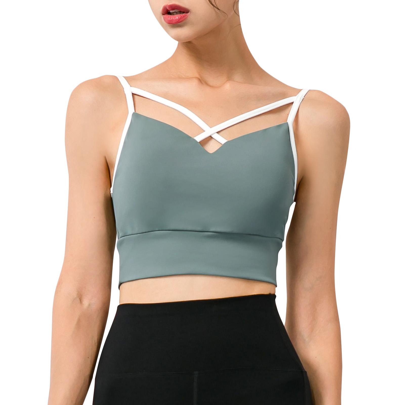 Áo Crop Tops Spaghetti cho nữ có Dây đai chéo, lưng chữ U có thể tháo rời phù hợp để chạy, khiêu vũ, thể dục, yoga