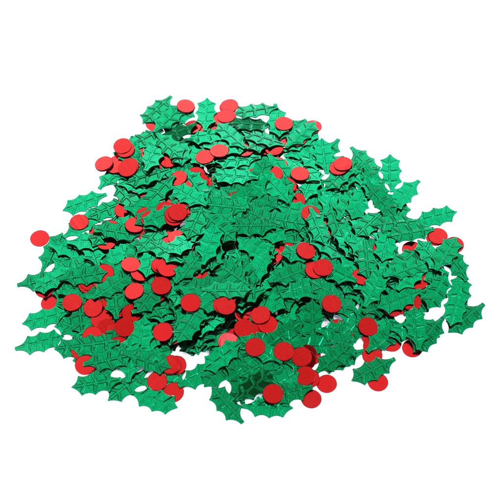 Christmas Green Holly Red Berries Table Sprinkles Party Decorations 15g