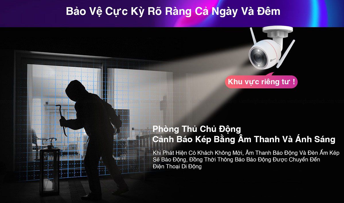 Camera Wifi Ezviz Ngoài Trời AI thông minh, màu ban đêm, H3C 4MP 2K - Hàng chính hãng