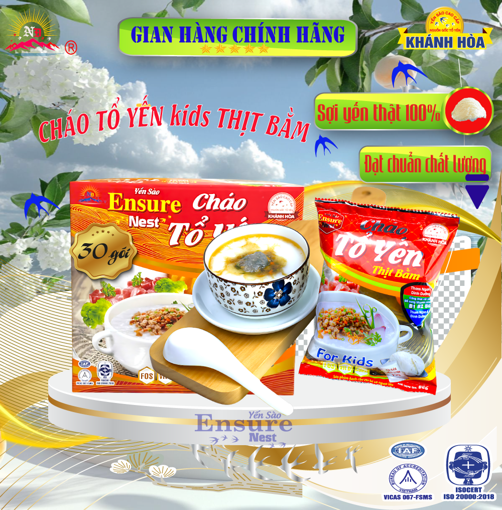 Combo 15 Gói Cháo Yến Trẻ Em Yến Ensure Nest công thức độc quyền, bổ sung dưỡng chất 65g/gói