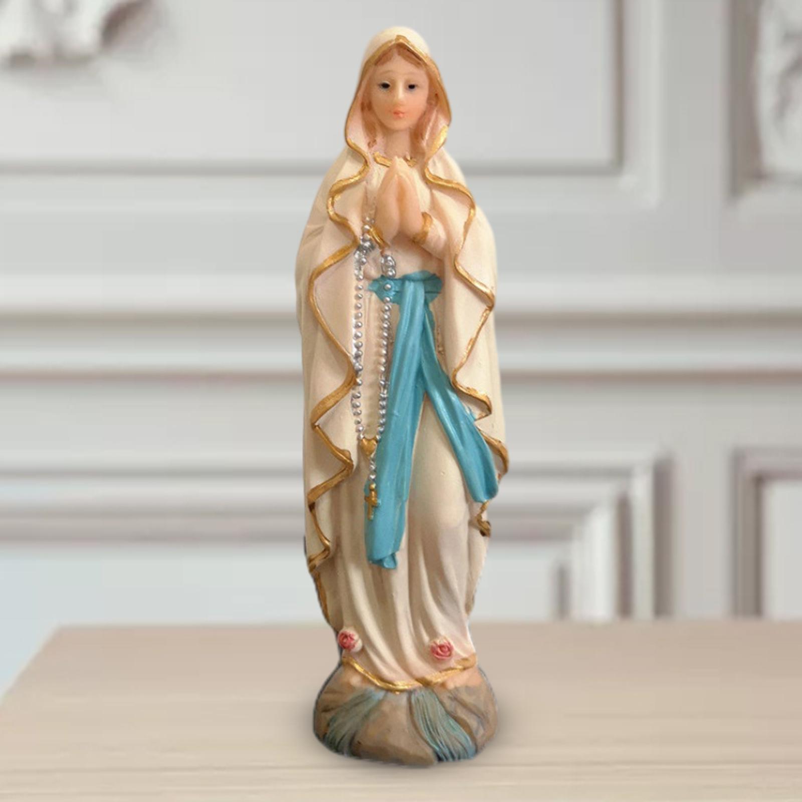 Mary Statue Crafts Decorative Religious Sculpture for Shelf Desk Home