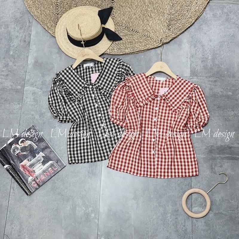 Sơ mi kẻ caro cổ bèo