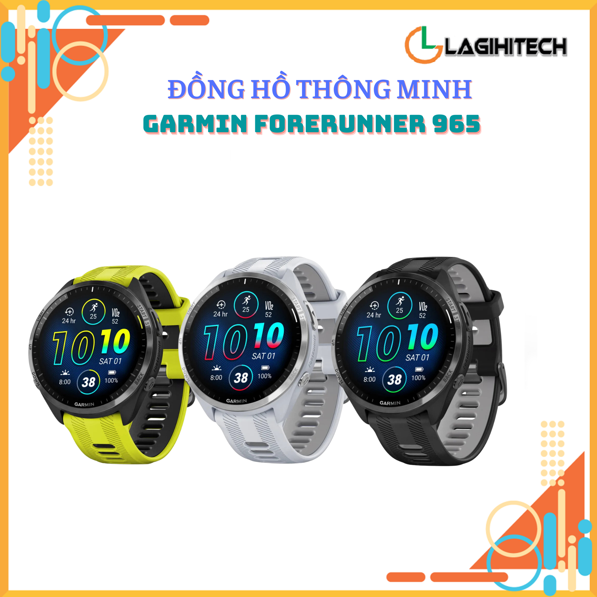 Đồng Hồ Thông Minh Garmin Forerunner 965 Kiểu dáng thể thao, viền titanium cao cấp - Hàng Chính Hãng FPT