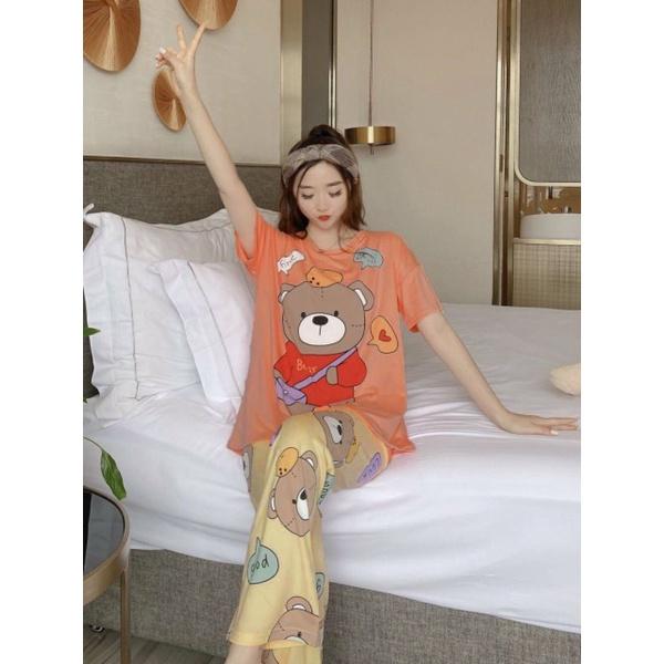 Đồ Bộ Ngủ Thun Quần Dài, Đồ Mặc Nhà Hàng Quảng Châu, Pijama Hoạt Hình chú gấu Bear
