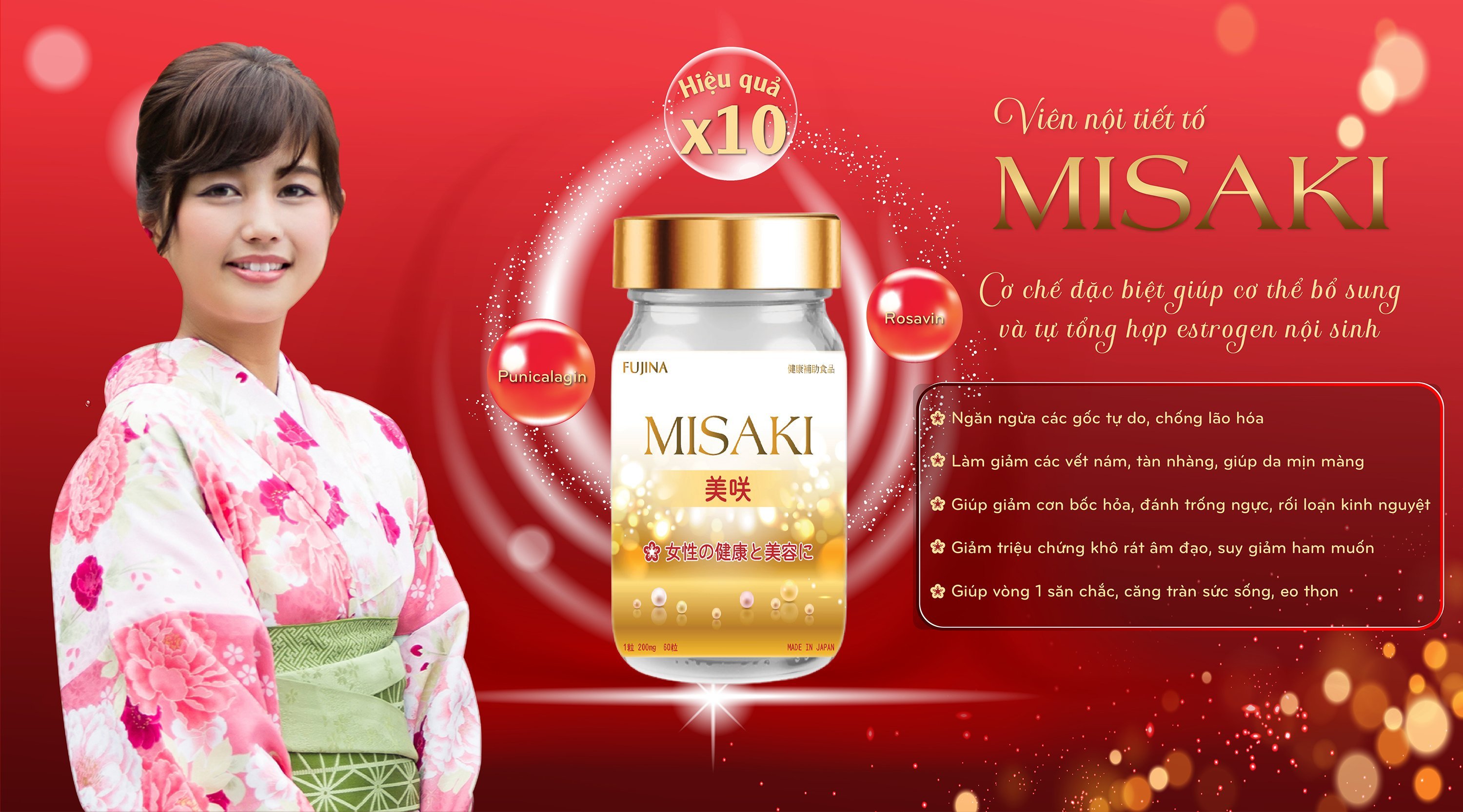 Viên uống nội tiết tố nữ Misaki - Lọ 60 viên