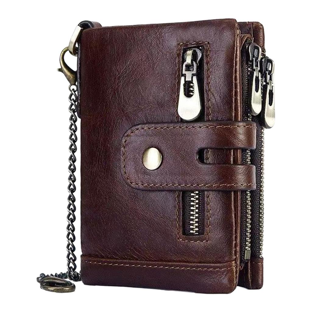 Mens Wallet Cowhide Leather Wallet Credit Card Holder Bifold Black