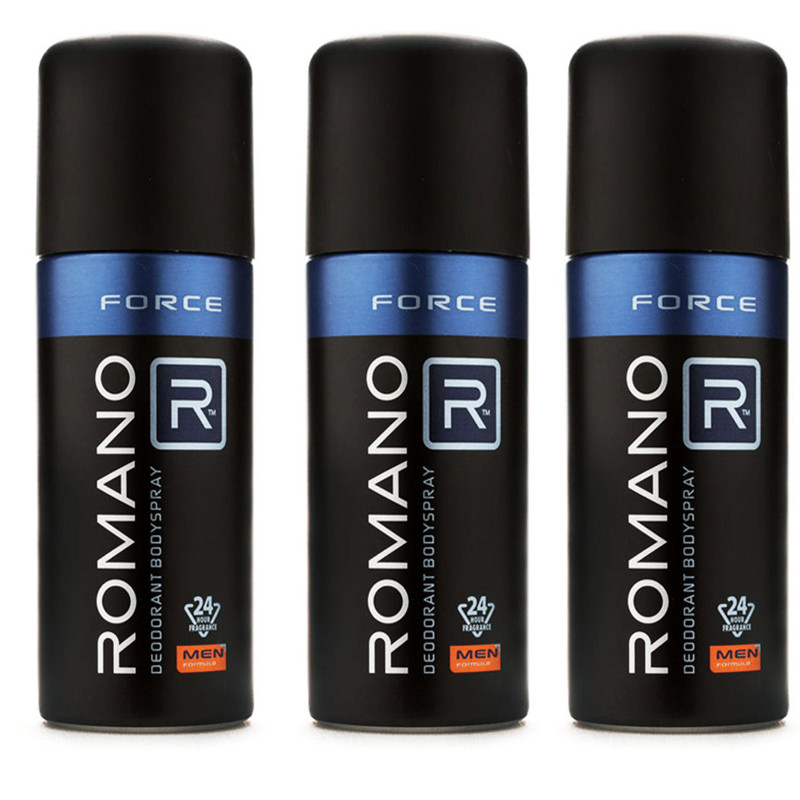 Combo 2 chai xịt khử mùi toàn thân cho nam Romano Force + Tặng kèm 5 gói dầu gội Romano