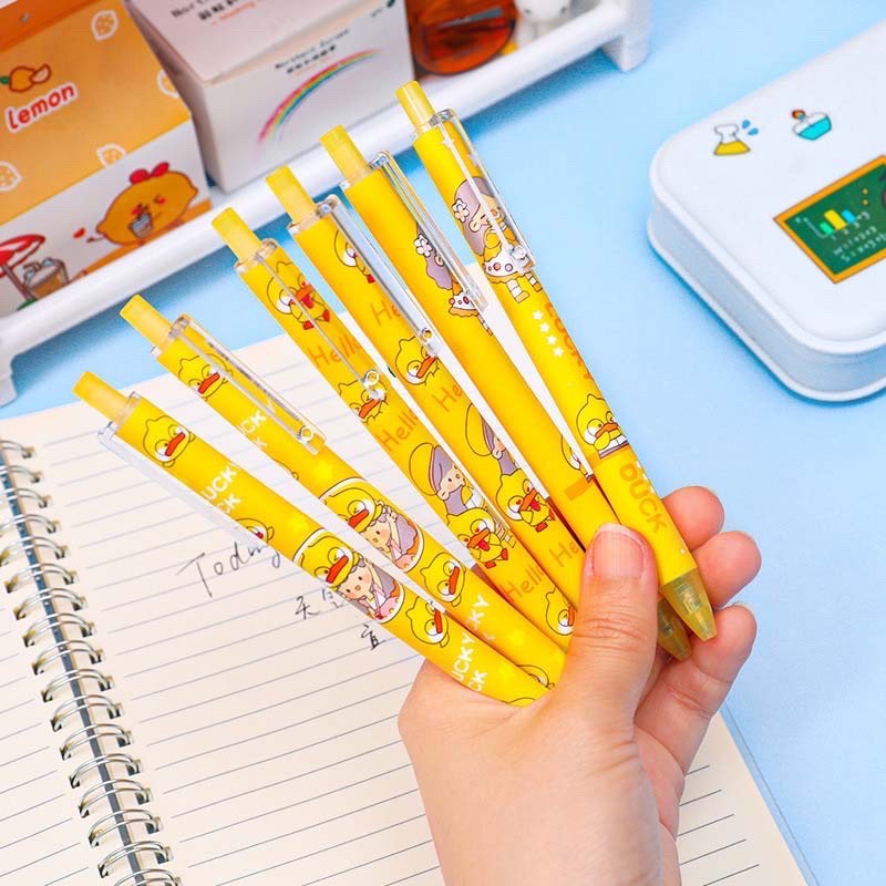 Bút gel đen ngòi 0.5mm dạng ấn dễ thương,màu vàng rực rỡ dành cho nữ sinh/văn phòng