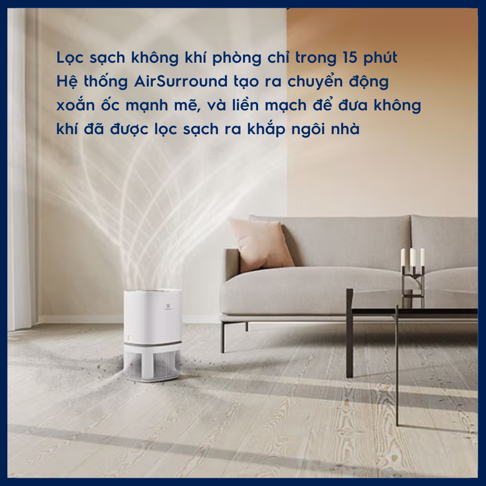 Máy lọc không khí Electrolux EP53-46UGA 40W - Lọc 5 bước, Vận hành êm, Làm sạch nhanh không khí, Phù hợp phòng đến 52 m² - Hàng Chính Hãng