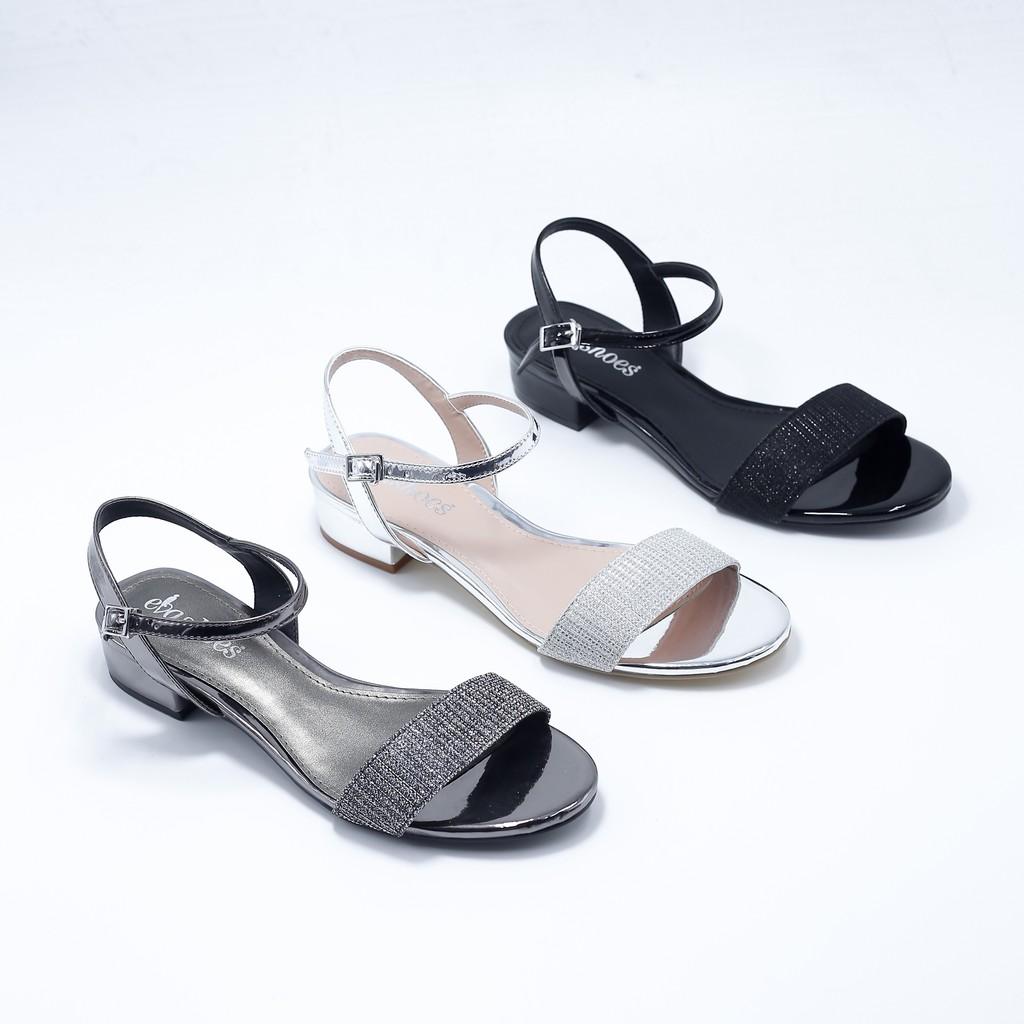 Sandal Gót Thấp Quai Ngang Kim Tuyến 2cm Evashoes EVA0034